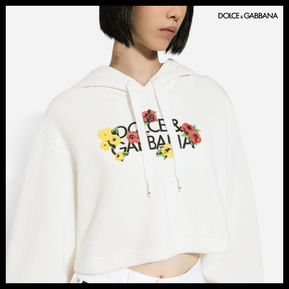 【Dolce&Gabbana】CROPPED SWEATSHIRT FLOWER PRINT