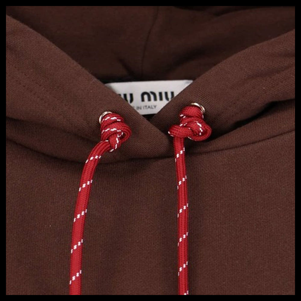 【MIU MIU】Hooded T-Shirt Cocoa Women's