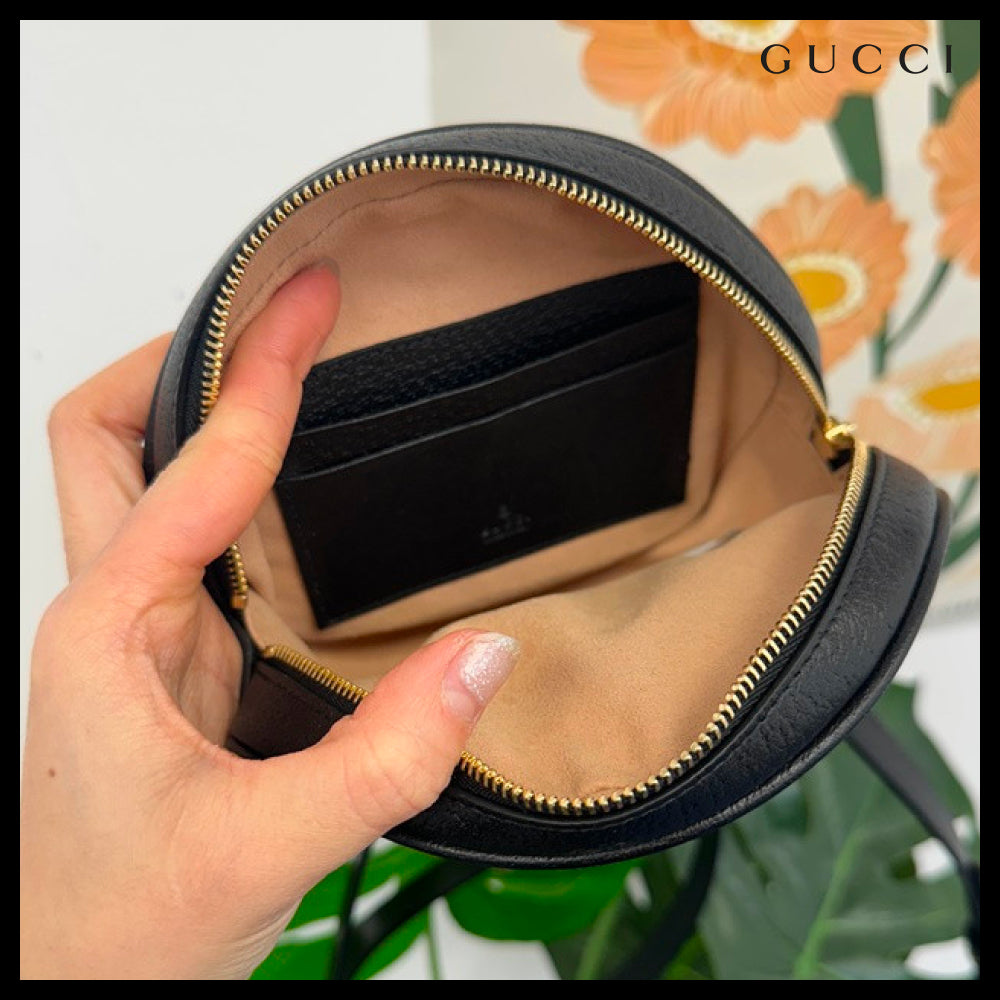 【GUCCI】Ophidia Web Round Mini Chain Backpack Black
