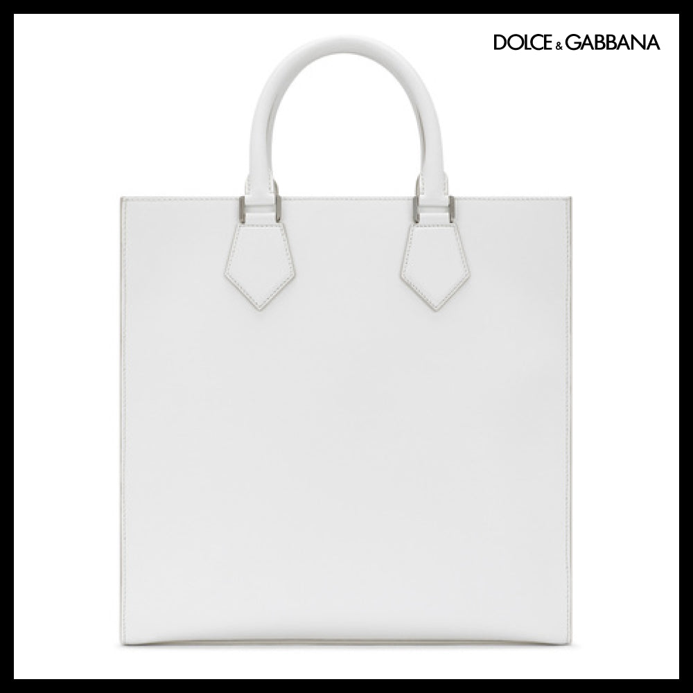 【Dolce & Gabbana】Calfskin Tote Bag with Raised Logo