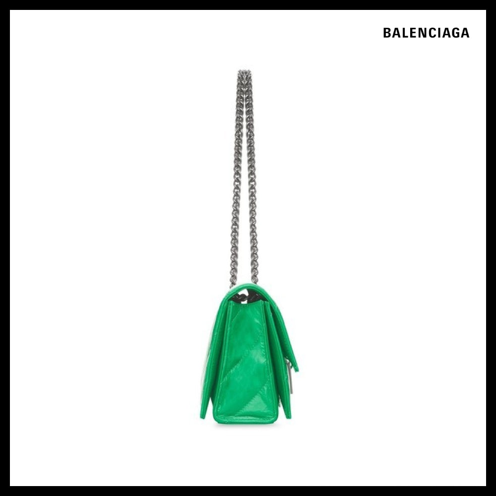 【BALENCIAGA】Crush Small Chain Bag Quilted Green