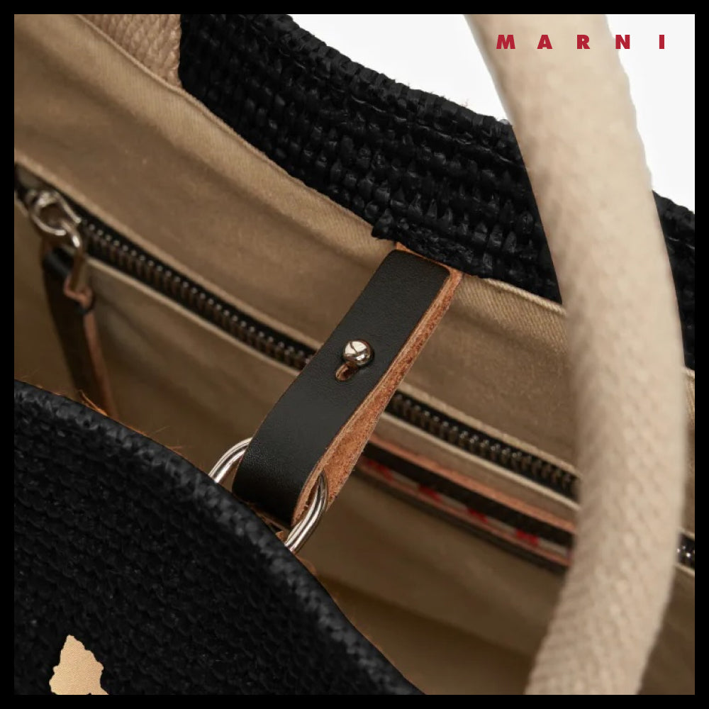 【MARNI】East West Raffia Large Top Handle Tote raffia top
