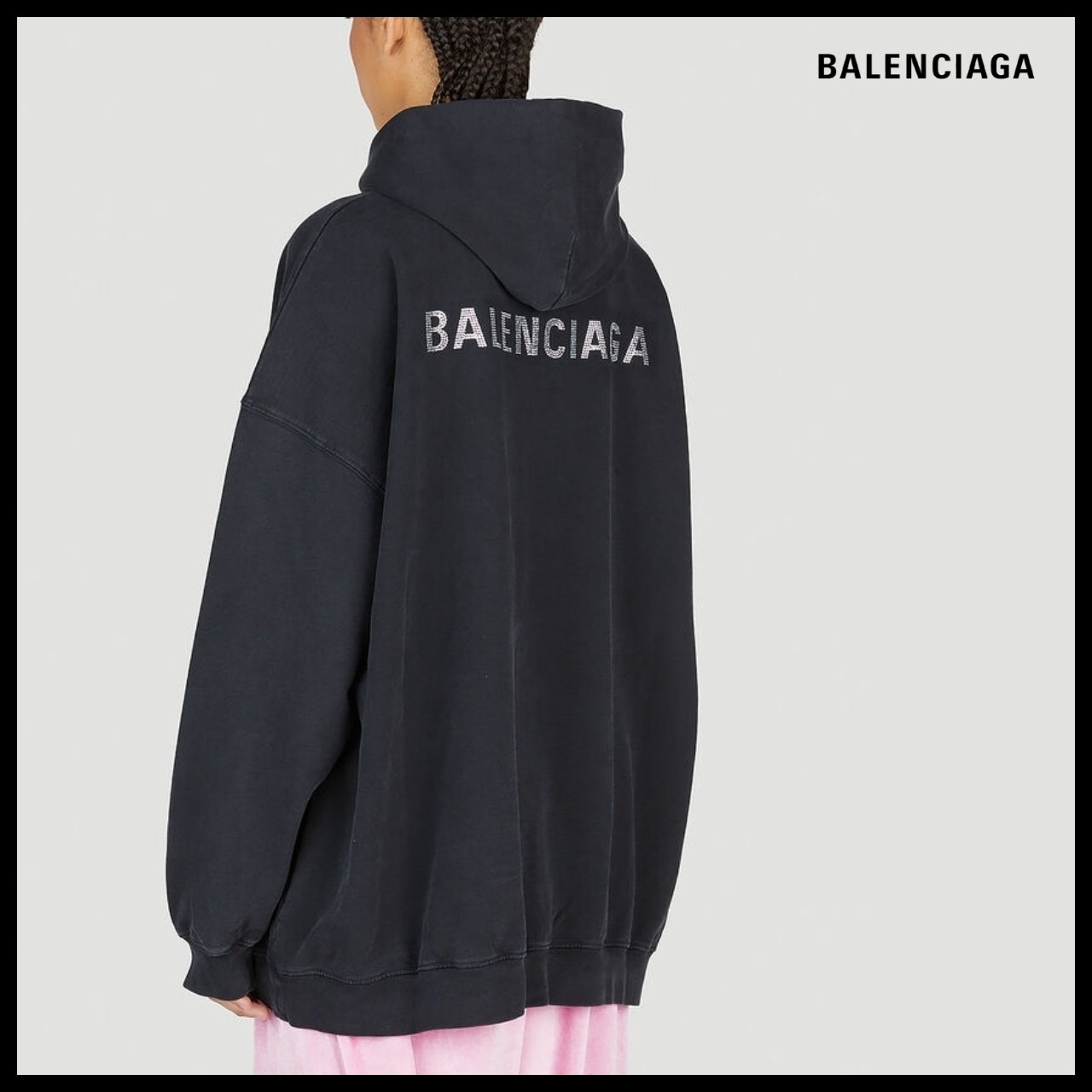 【BALENCIAGA】Large Fit Hooded Sweatshirt Black