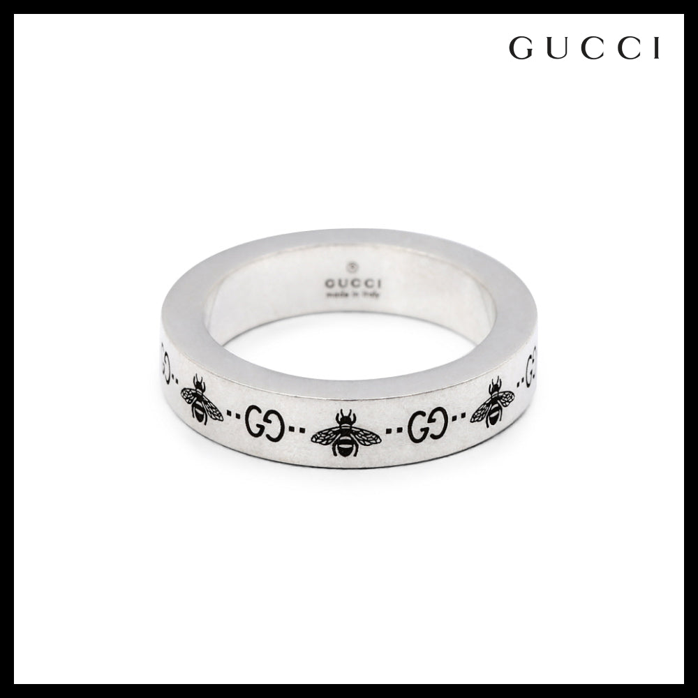 GUCCI GG BEE Logo Engraved Ring SILVER