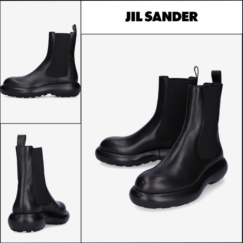 【Jil Sander】Chunky Leather Chelsea Boots Black