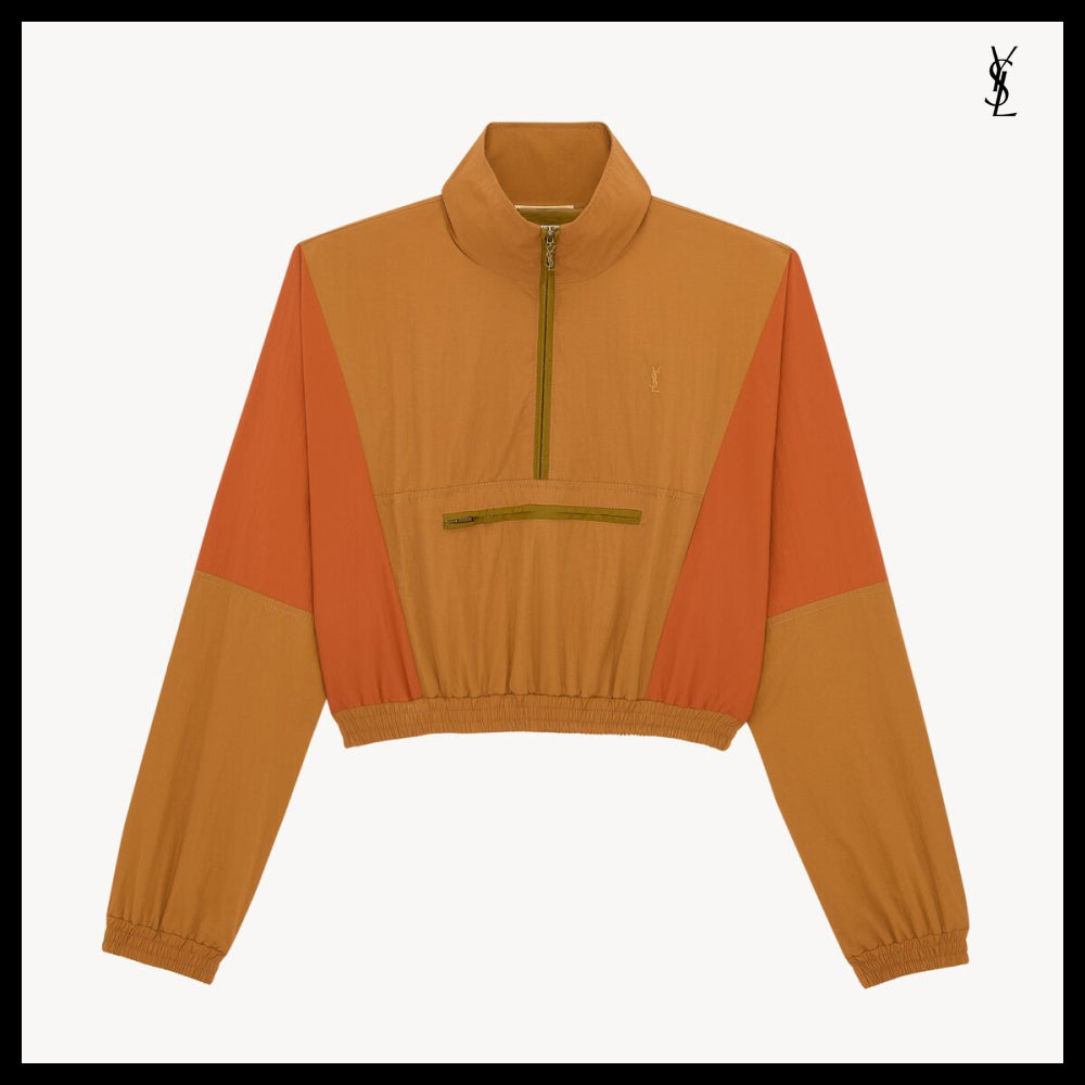 【Saint Laurent】Nylon Faille CASSANDRE Cropped Windbreaker
