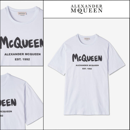 【Alexander Mcqueen】Graffiti Logo ShortSleeve T-shirt White