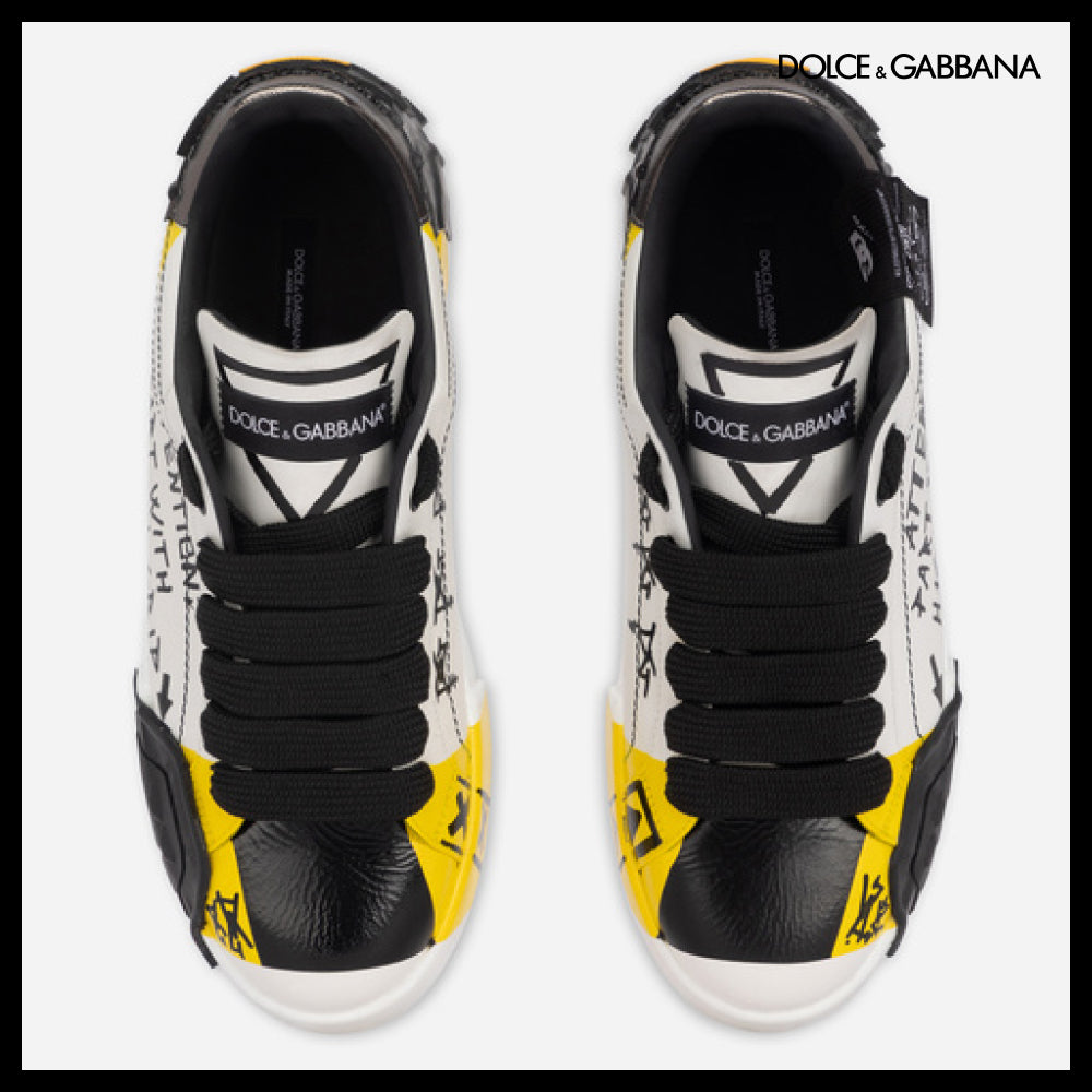 【Dolce & Gabbana】CALFSKIN PORTOFINO SNEAKERS WITHLETTERING