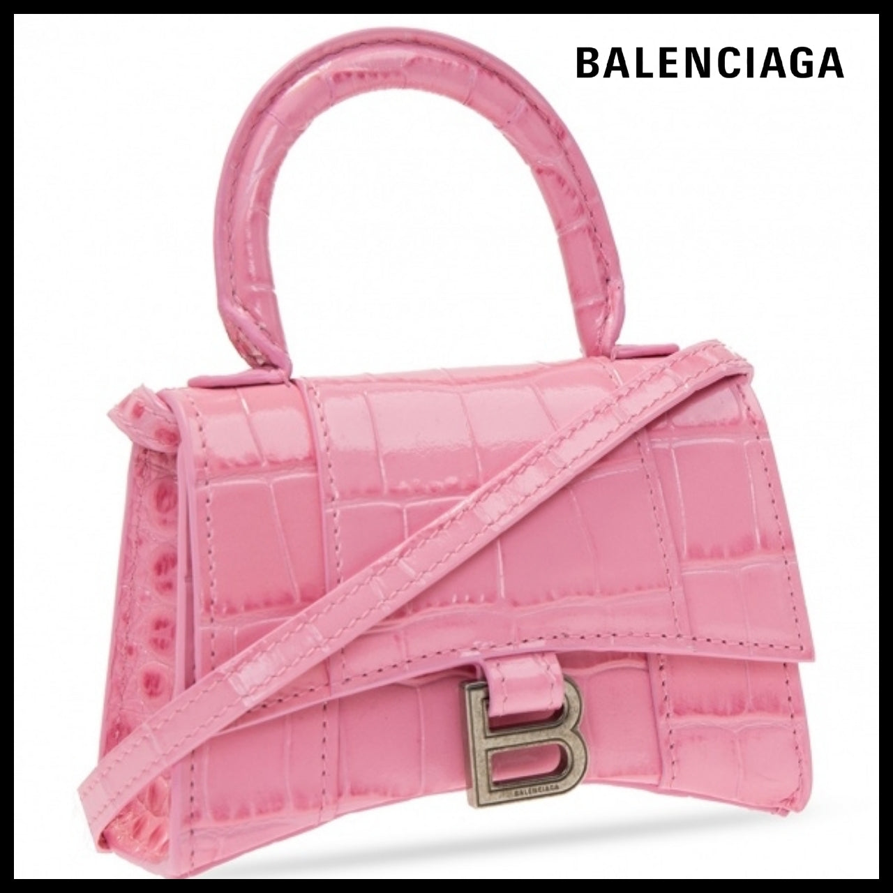 【BALENCIAGA】Hourglass Mini Bag With Strap Pink