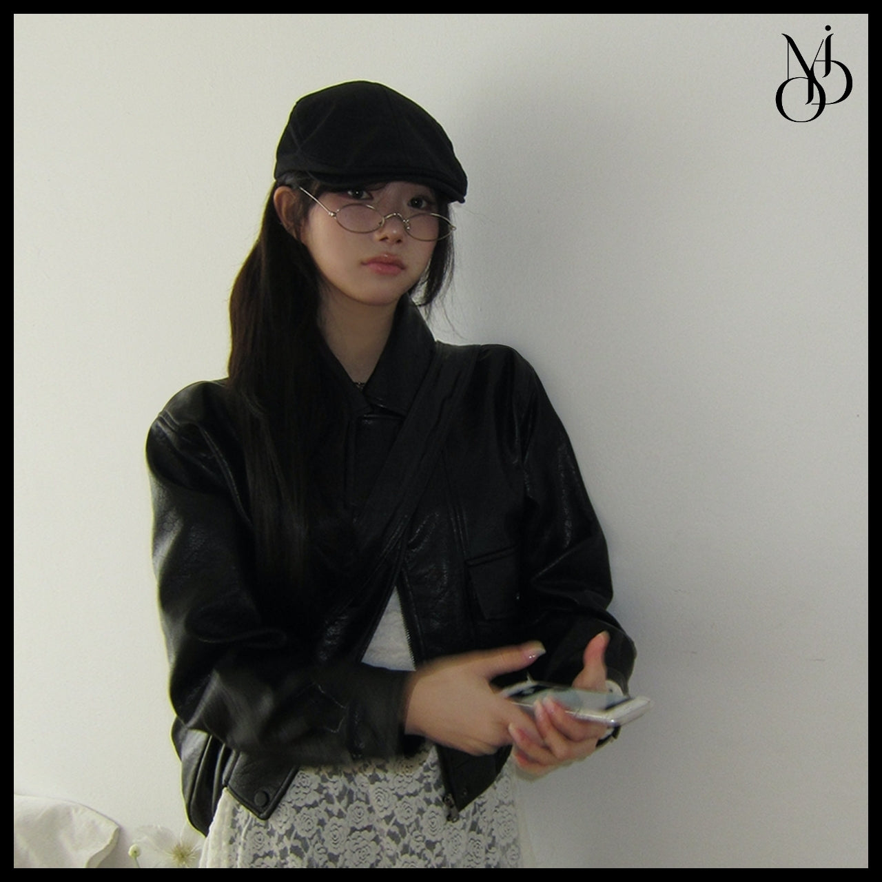 【MODIMOOD】Sailor Half Fit Crop Leather Jacket 2 Colors