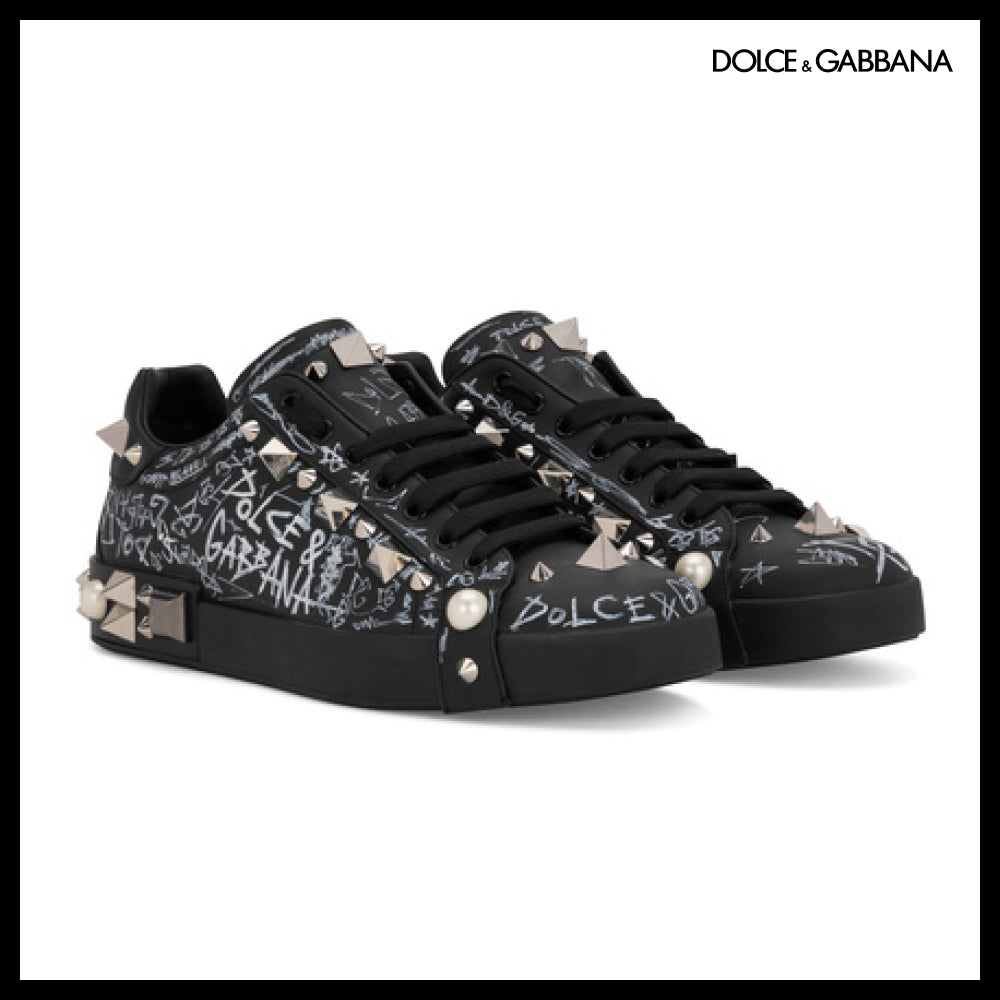 【Dolce & Gabbana】CALFSKIN NAPPA PORTOFINO SNEAKERS WITH
