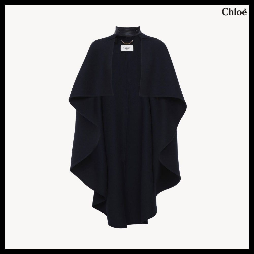 【Chloe】High-Low Cape in Midnight Blue