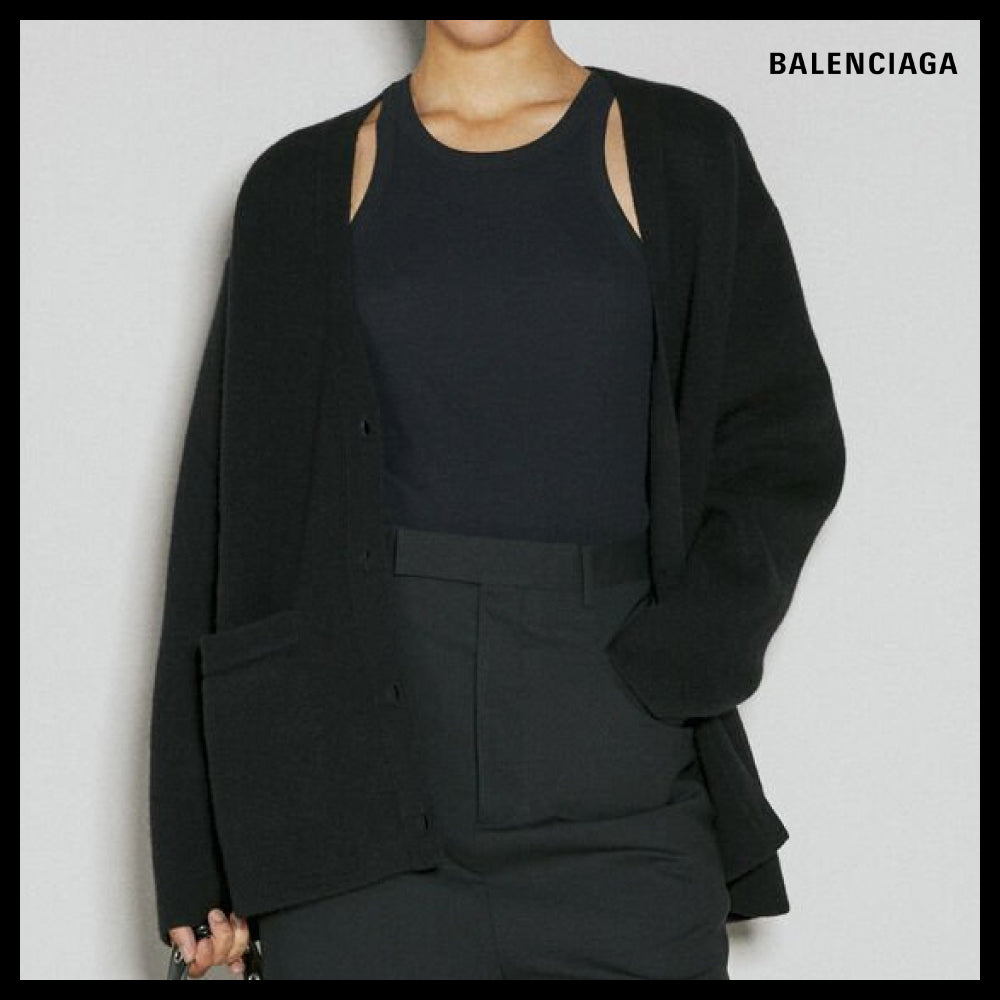 ★BALENCIAGAアウトレットセール★Patch Wool Knit Cardigan