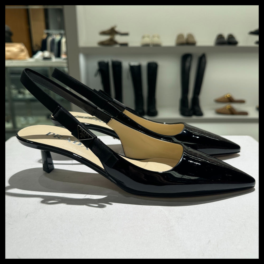 【PRADA】Patent Leather Slingback Pumps Women
