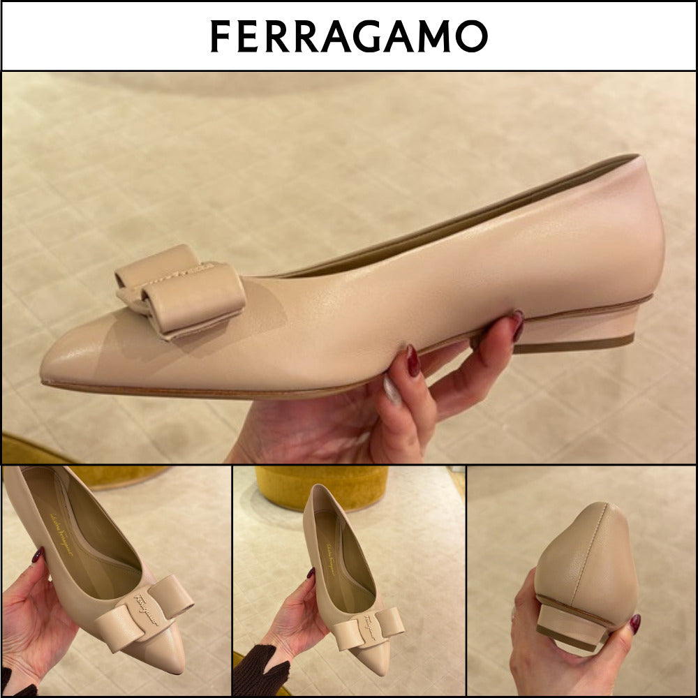【FERRAGAMO】VIVA NEW VARA BOW BALLET FLATS NUDE