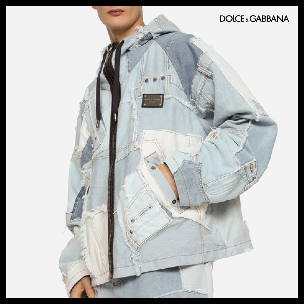 【Dolce & Gabbana】DENIM PATCHWORK JACKET WITH HOOD