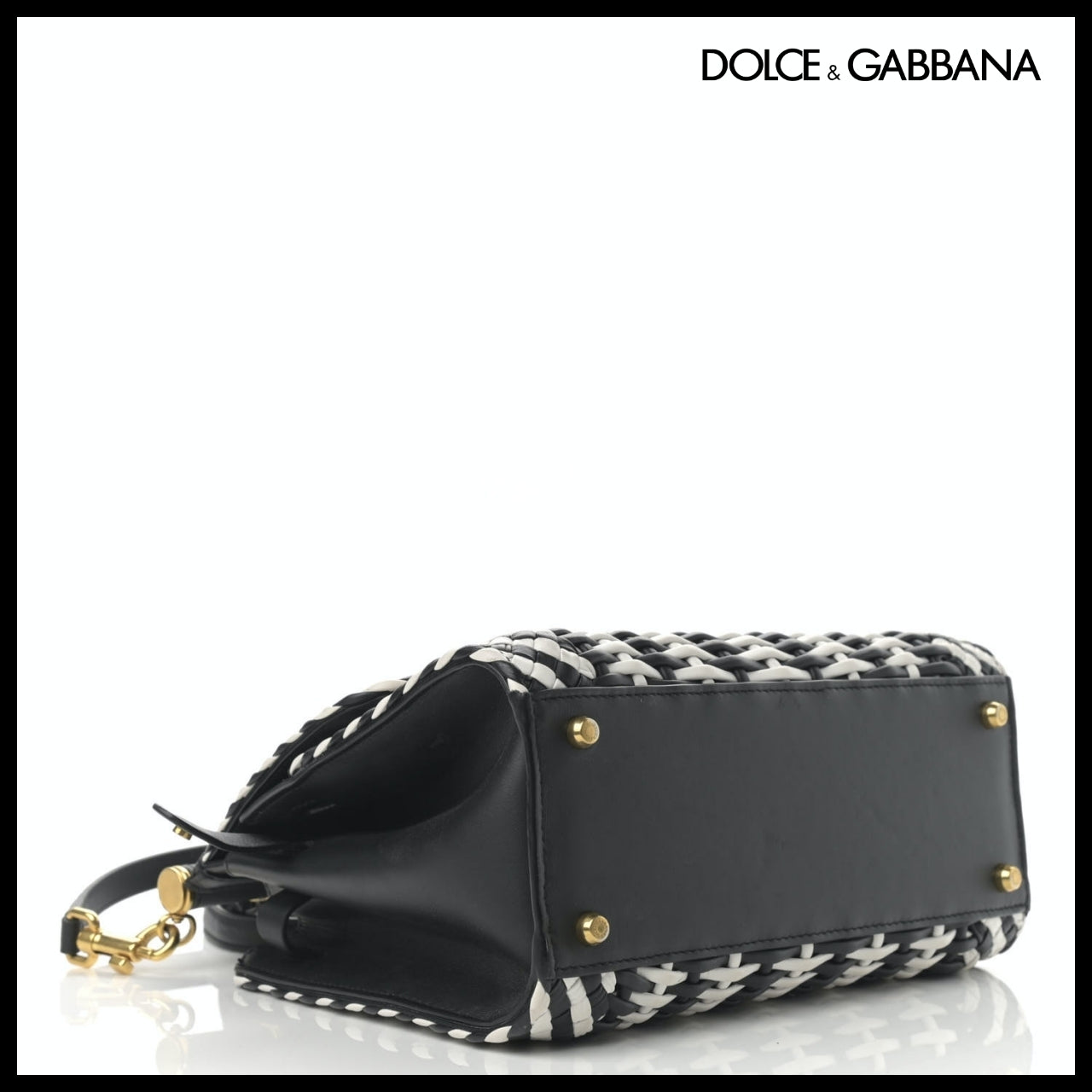 【Dolce & Gabbana】M Sicily 58 Bag Woven Bappa Black White