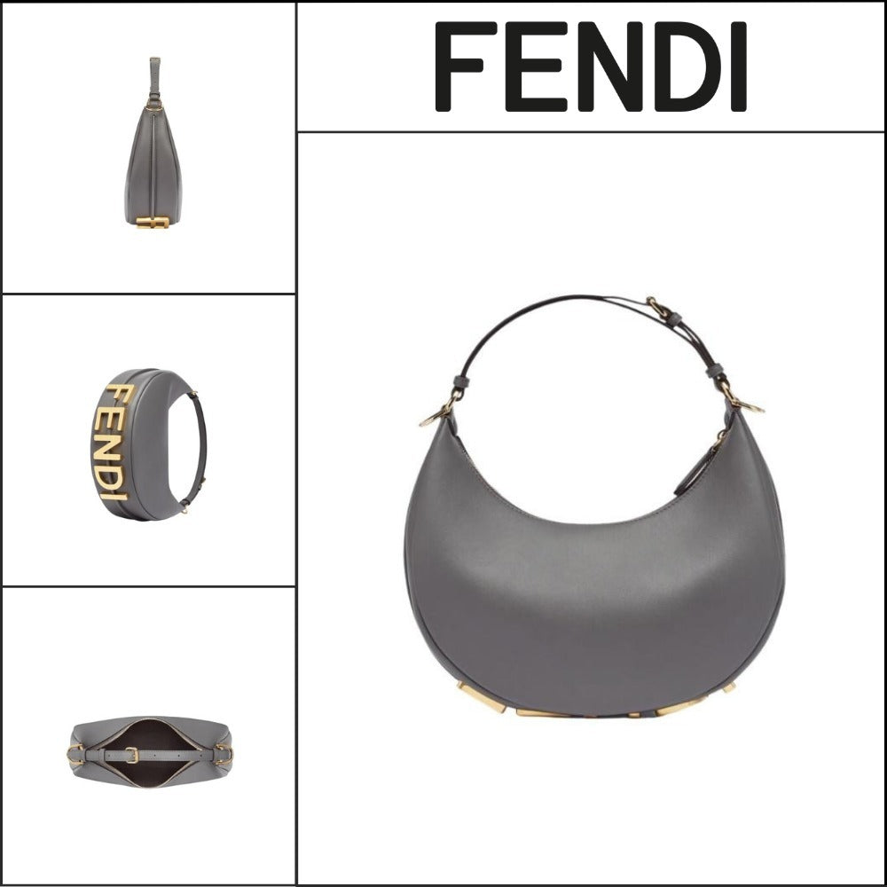【FENDI】Fendigraphy Small Bag Leather Dark Gray