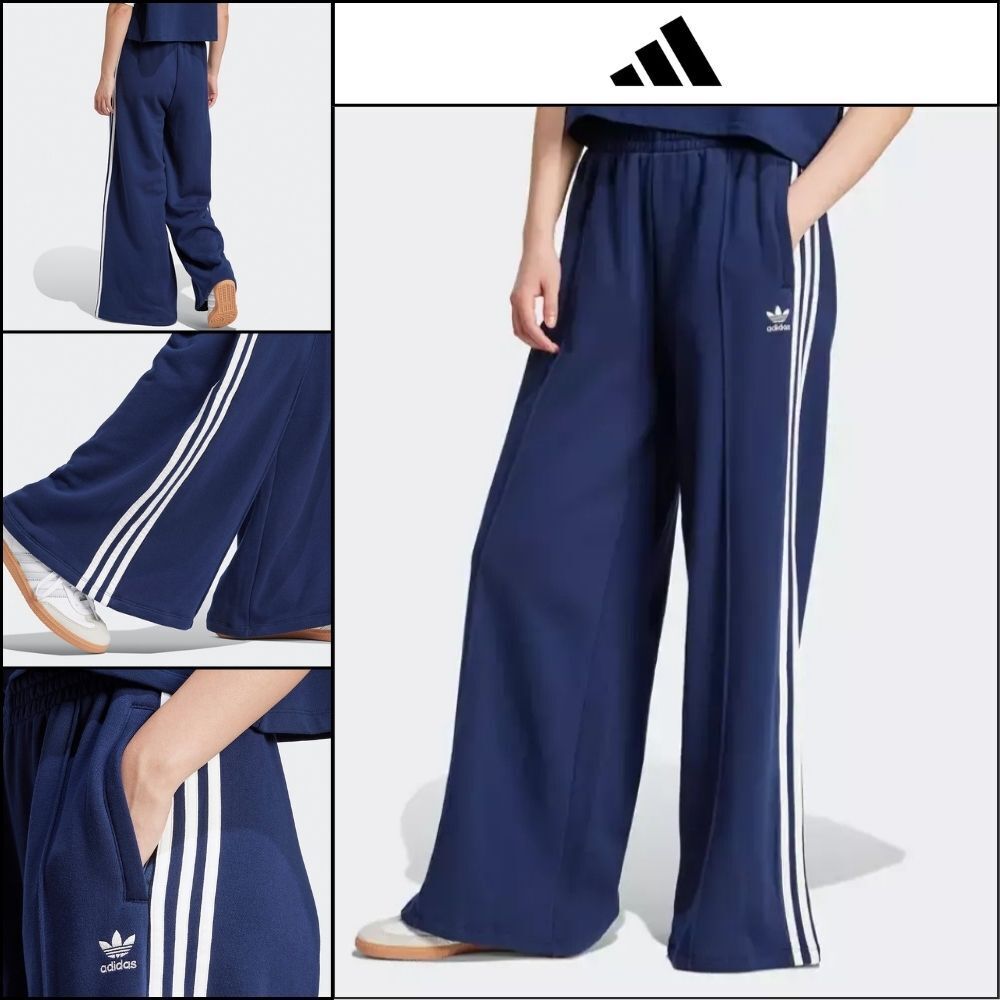 【adidas】3-Stripes Loose French Terry Wide Leg Pants JC5765