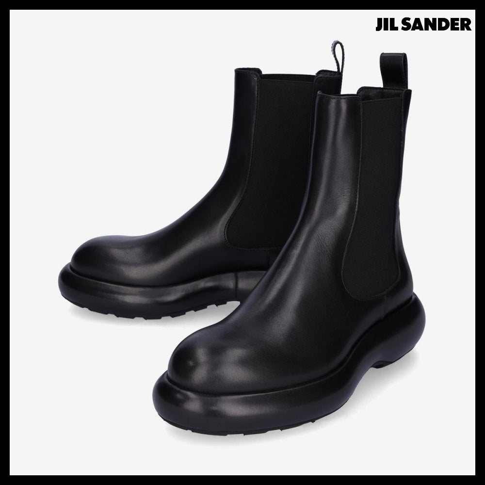 【Jil Sander】Chunky Leather Chelsea Boots Black
