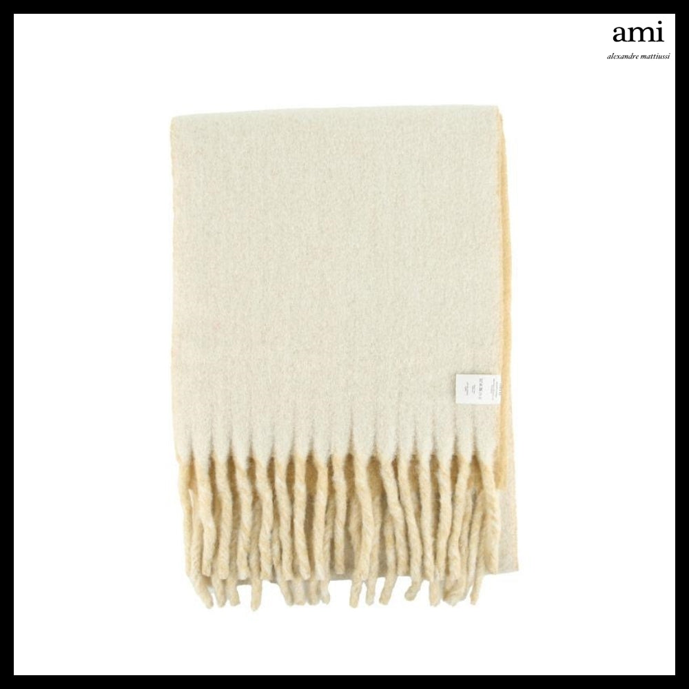【 AMI PARIS 】 Neutral Sand Fringe Scarf
