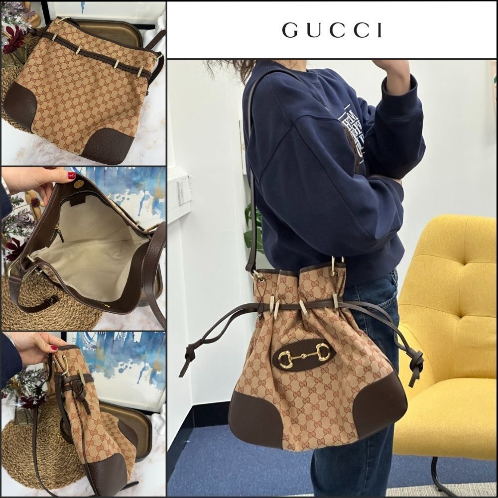 【Gucci】Horsebit 1955 Canvas Messenger Bag Beige Ruggine