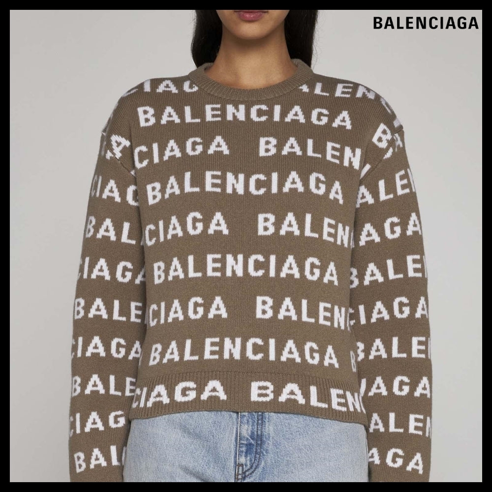 【BALENCIAGA】Bal Horizontal Allover Cropped Sweater