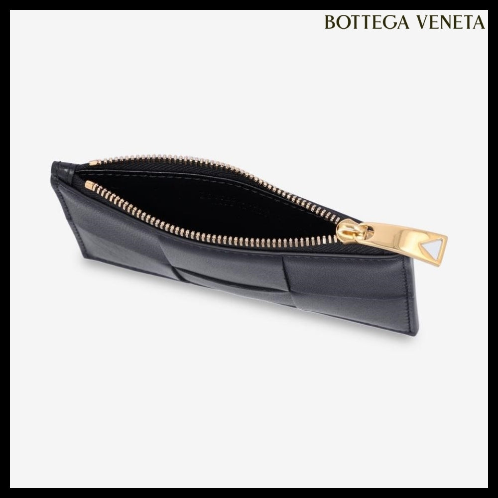 【BOTTEGA VENETA】Cassette 5-Slot Zip Card Holder Black