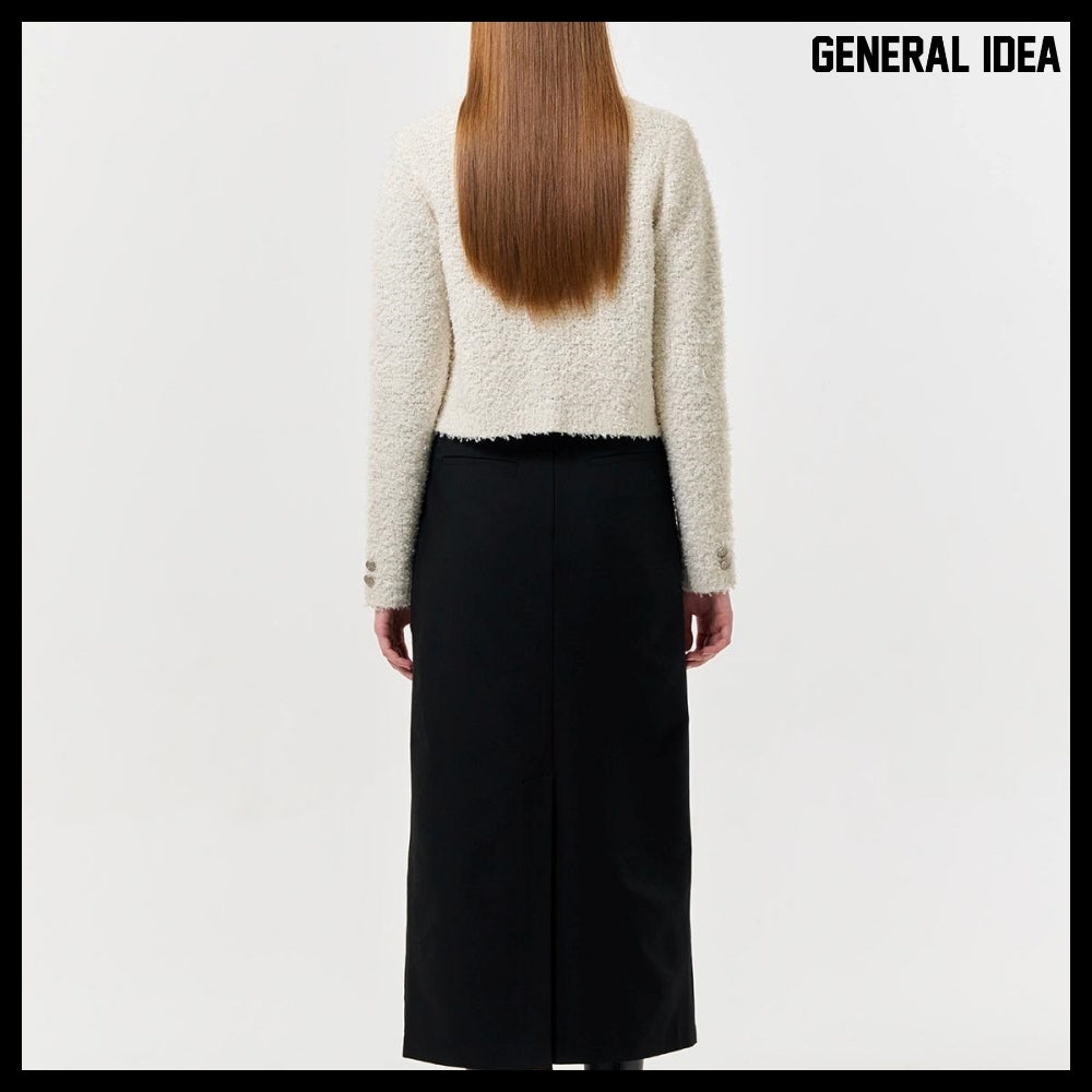 【GENERAL IDEA】Boucle Tweed Knit Jacket IVORY