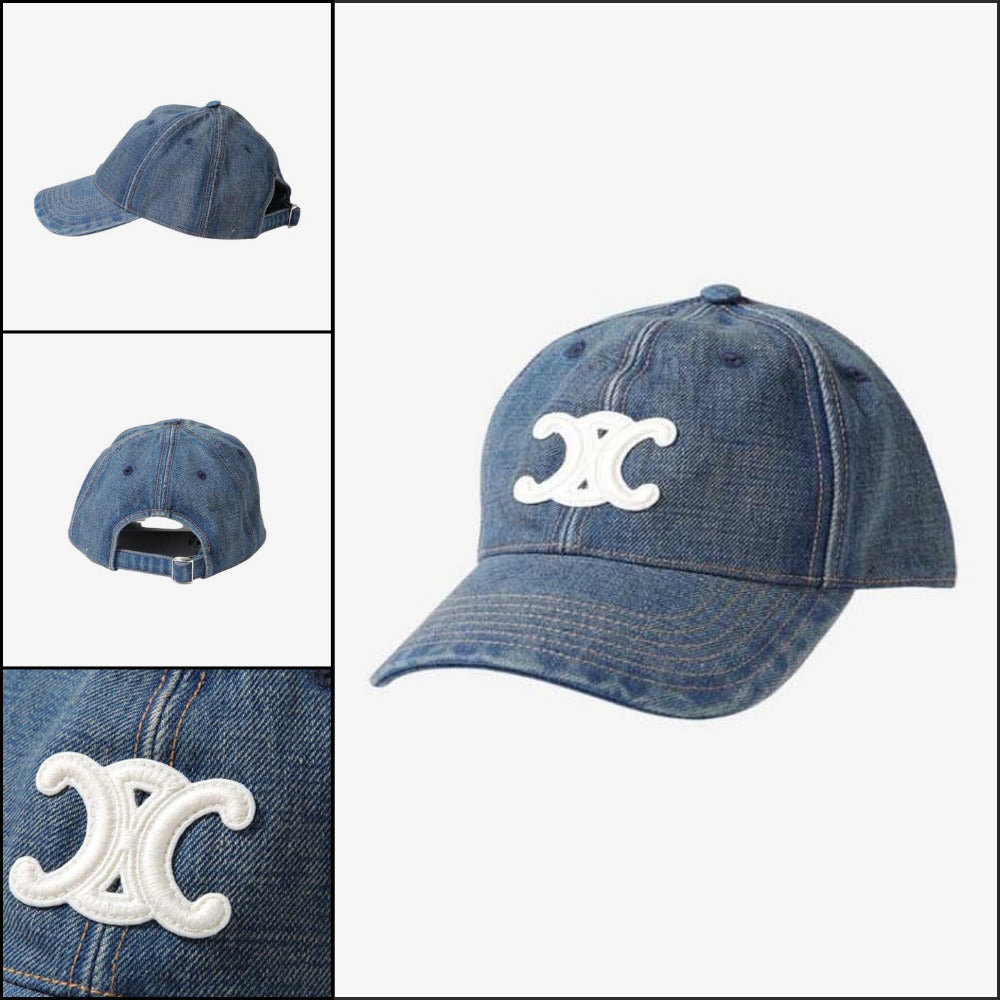 【CELINE】Triomphe Denim Ball Cap Blue Unisex