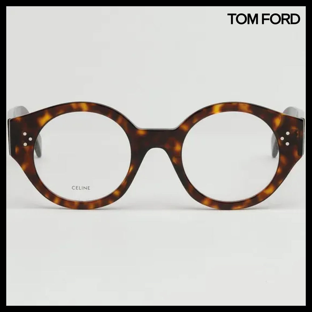 【CELINE】Thick Round Leopard Horn-Rimmed Eyeglasses Fashion