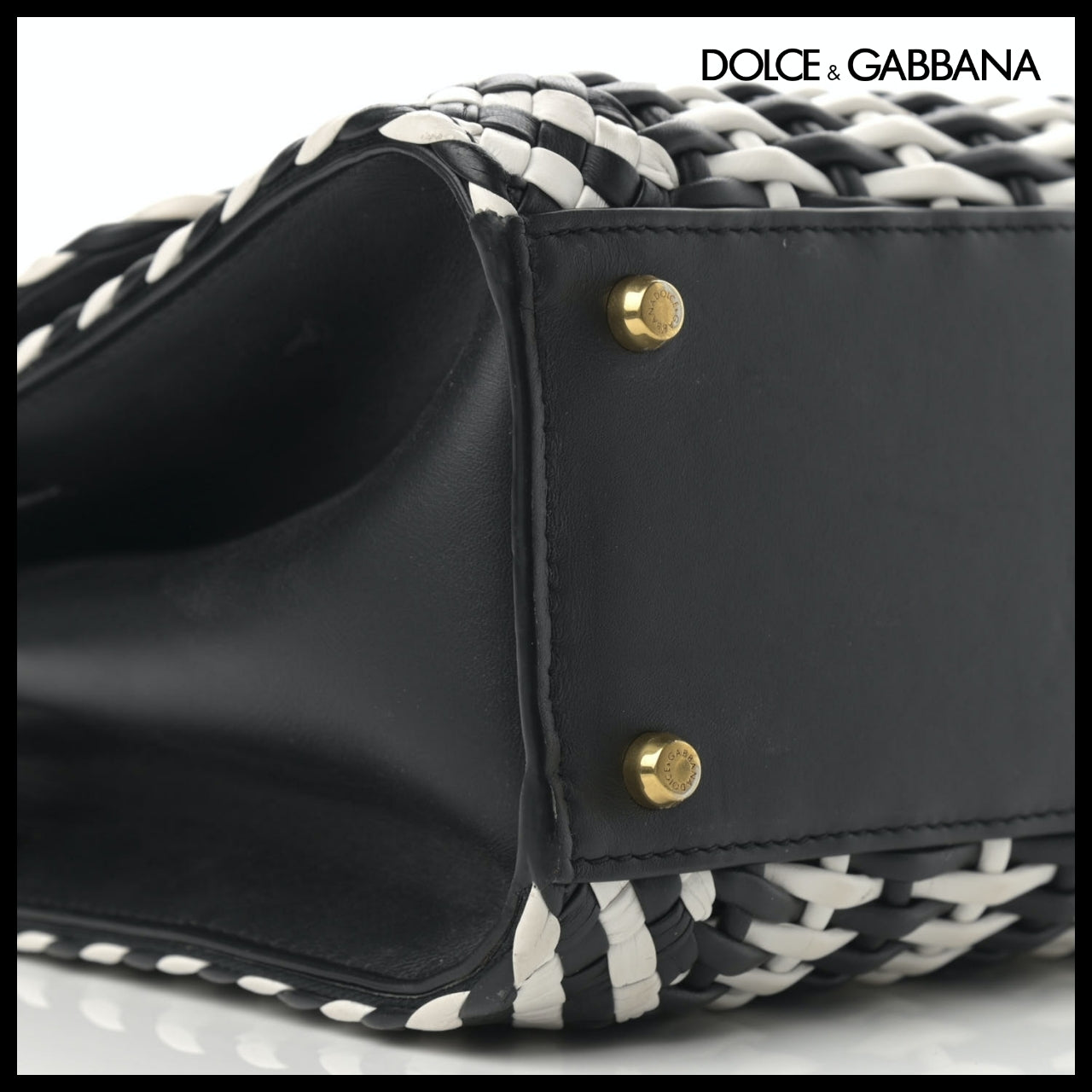 【Dolce & Gabbana】M Sicily 58 Bag Woven Bappa Black White