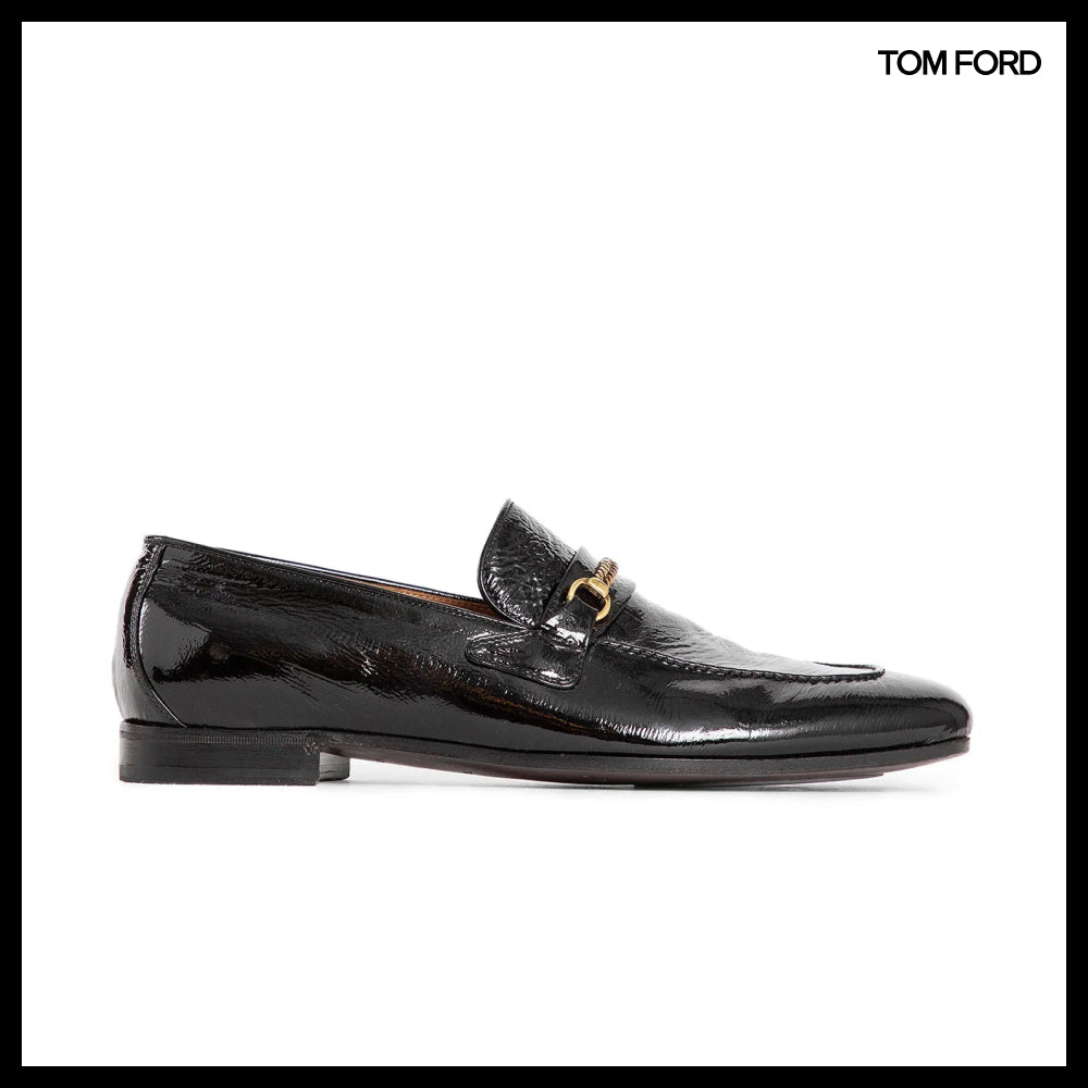 【TOM FORD】Printed Patent Eel Gigi Chain Loafers