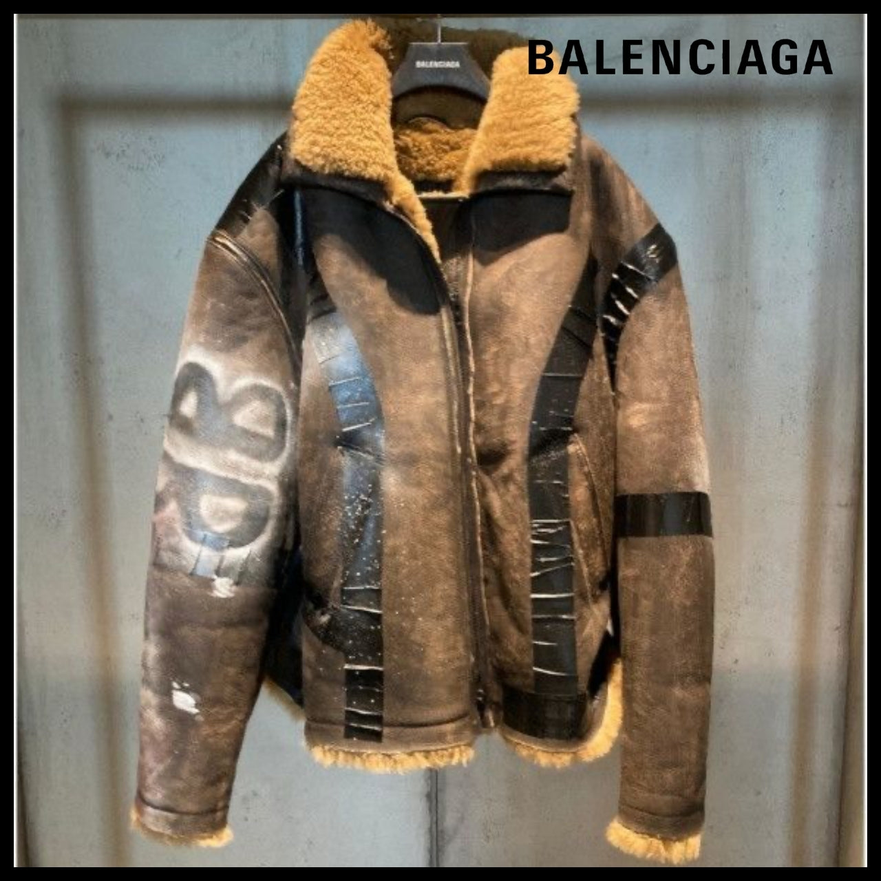 【BALENCIAGA】Taped Aviator Jacket in Brown/Beige