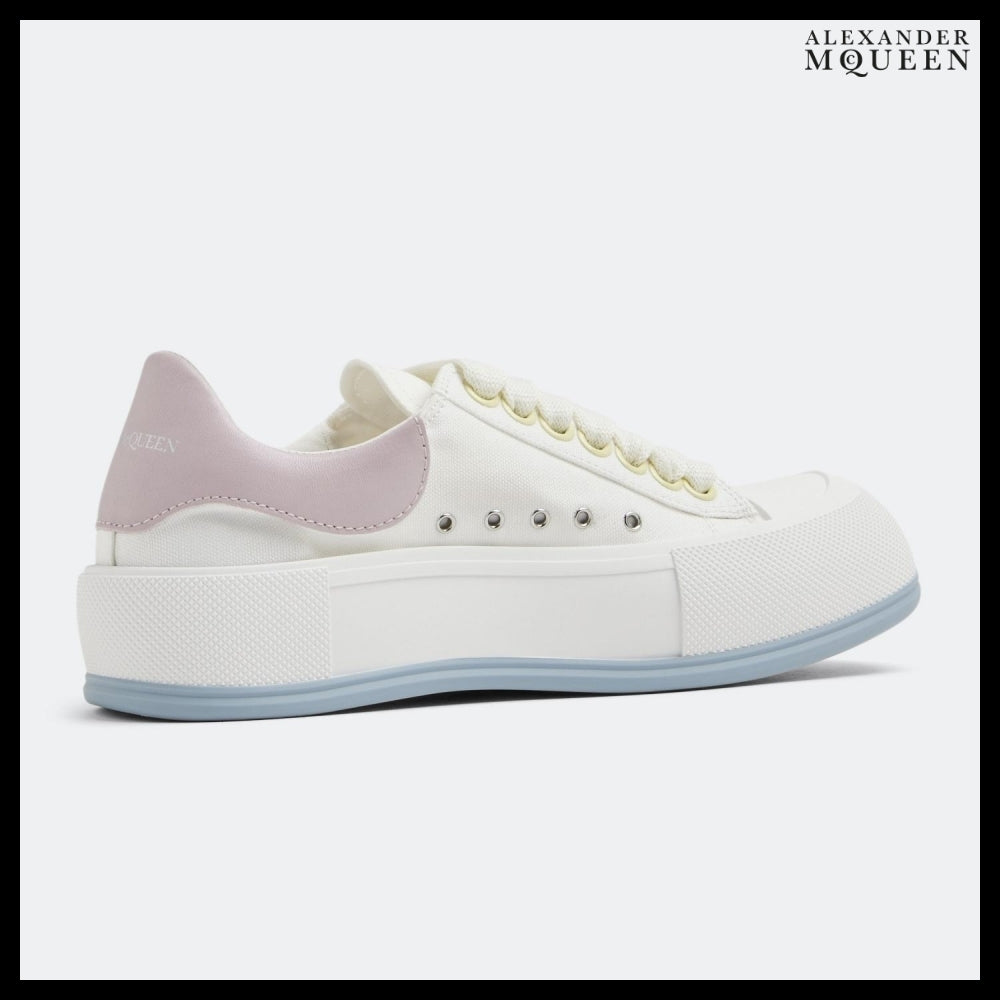 【Alexander Mcqueen】Deck Plimsoll Sneakers in White Fabric