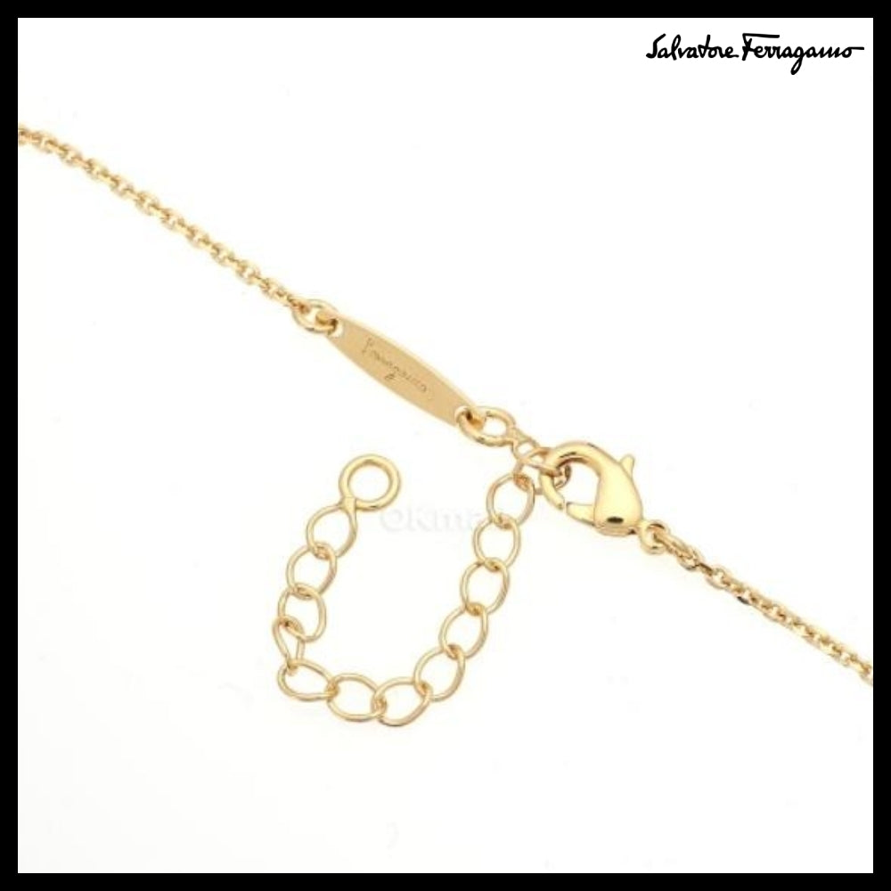 【Salvatore Ferragamo】760133 696658 Gancini Gold Necklace
