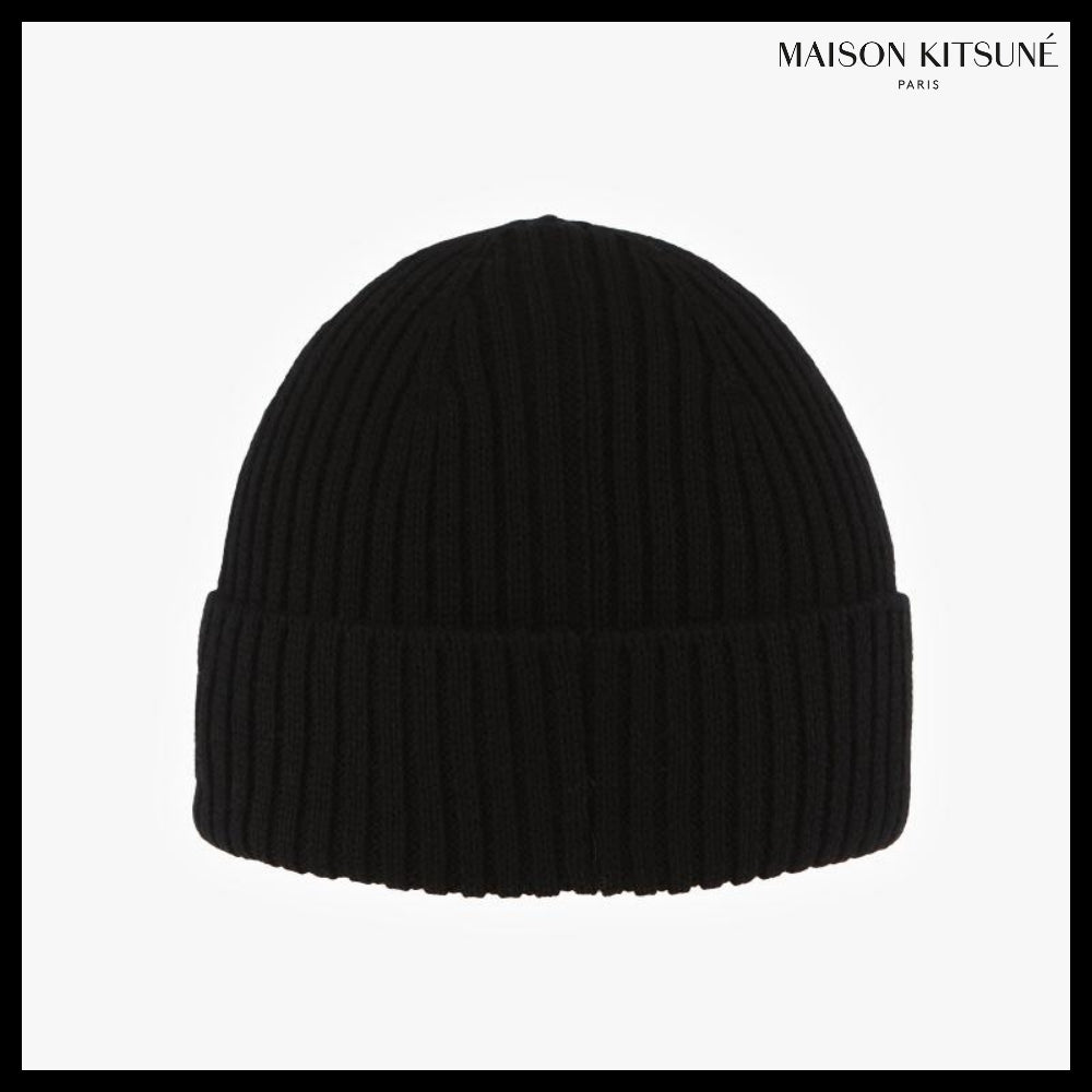 【MAISON KITSUNE】Bold Fox Head Beanie Black
