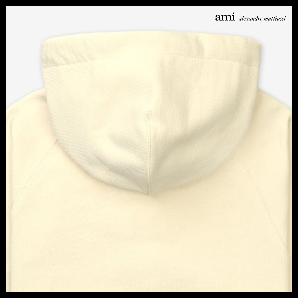 【AMI PARIS】Paris Logo Patch Hoodie White Cream