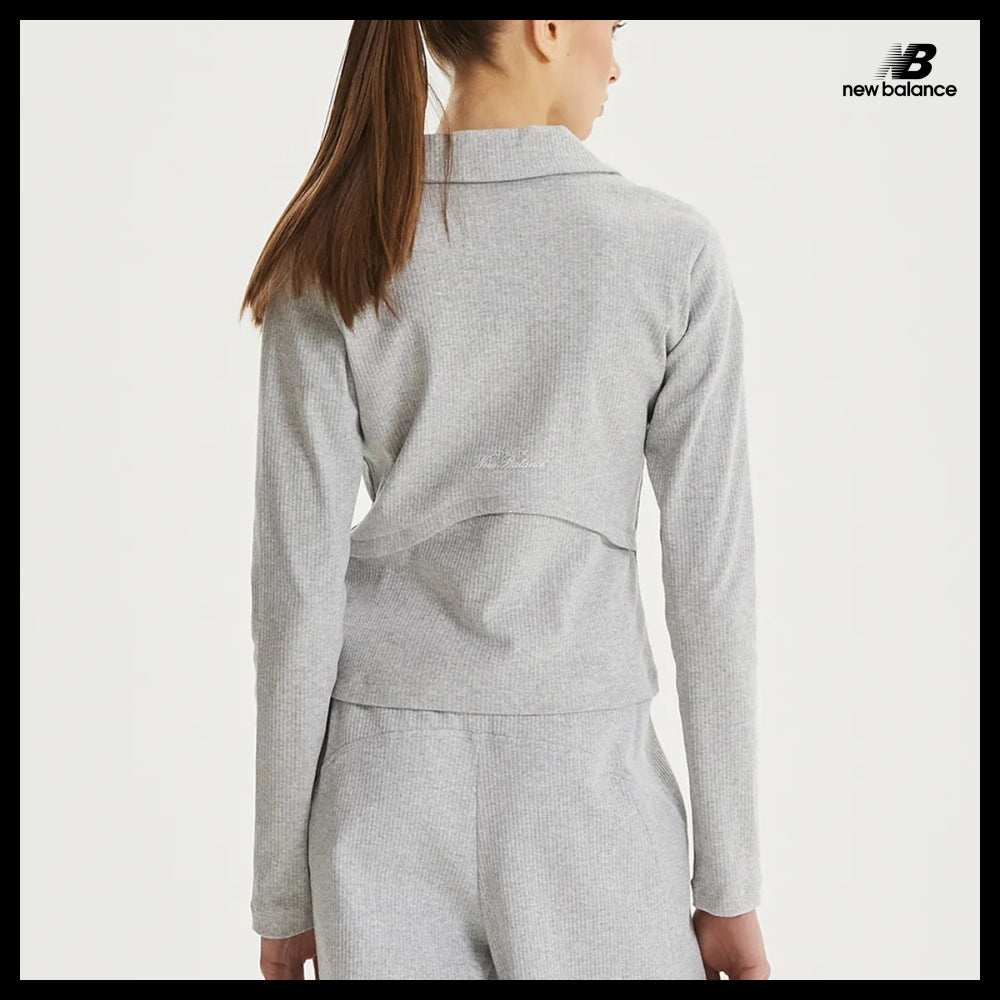 【New Balance】Women's Soft Fresh Ribbed Collar Two Way Zip