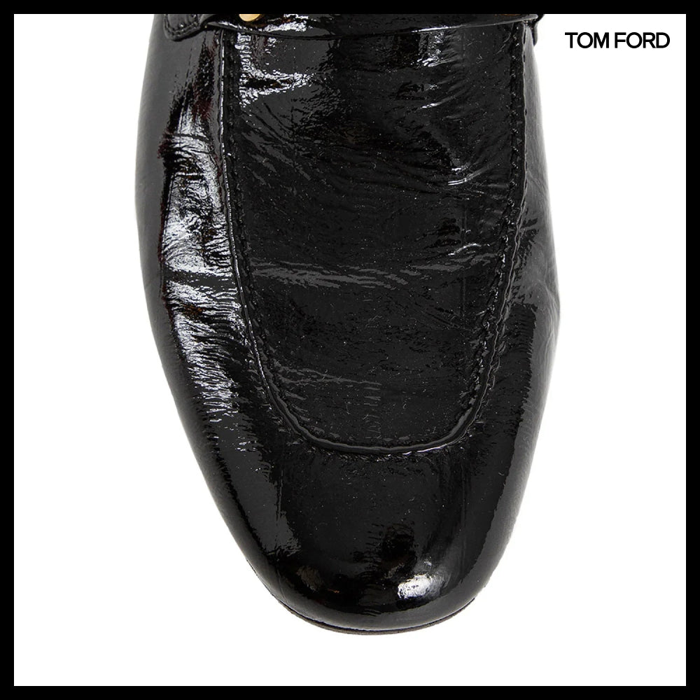 【TOM FORD】Printed Patent Eel Gigi Chain Loafers