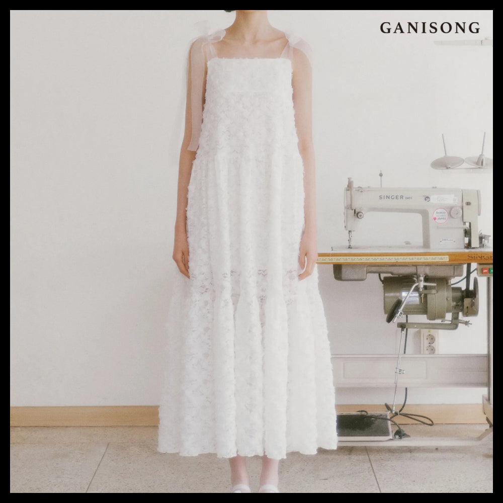 【GANISONG】Bridal Rosy Blossom Dress White
