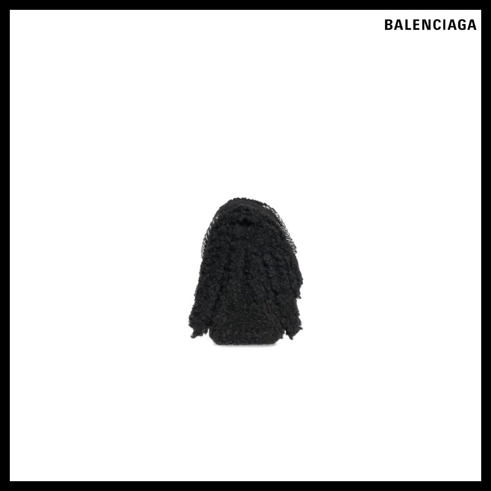 【BALENCIAGA】Crush Small Chain Bag with Faux Shearling