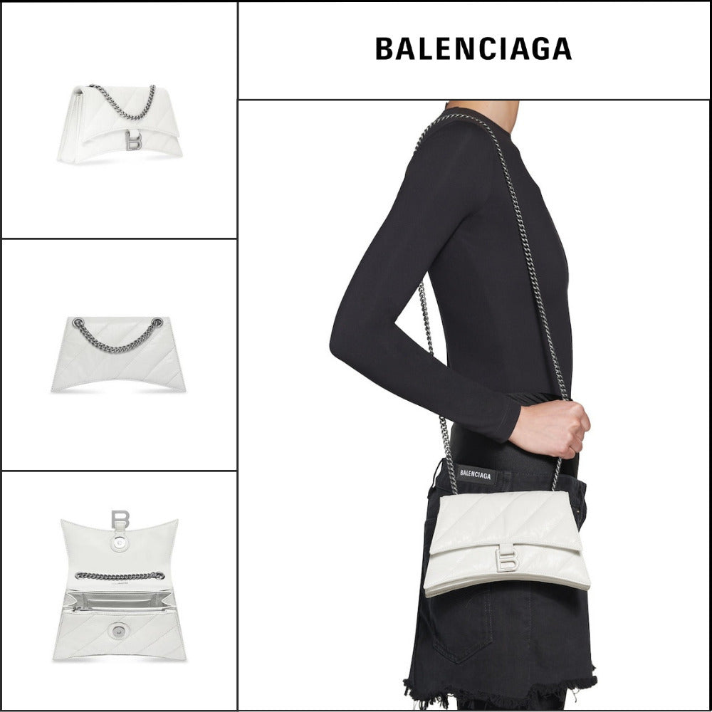 【BALENCIAGA】Crush XS Chain Bag Quilted White