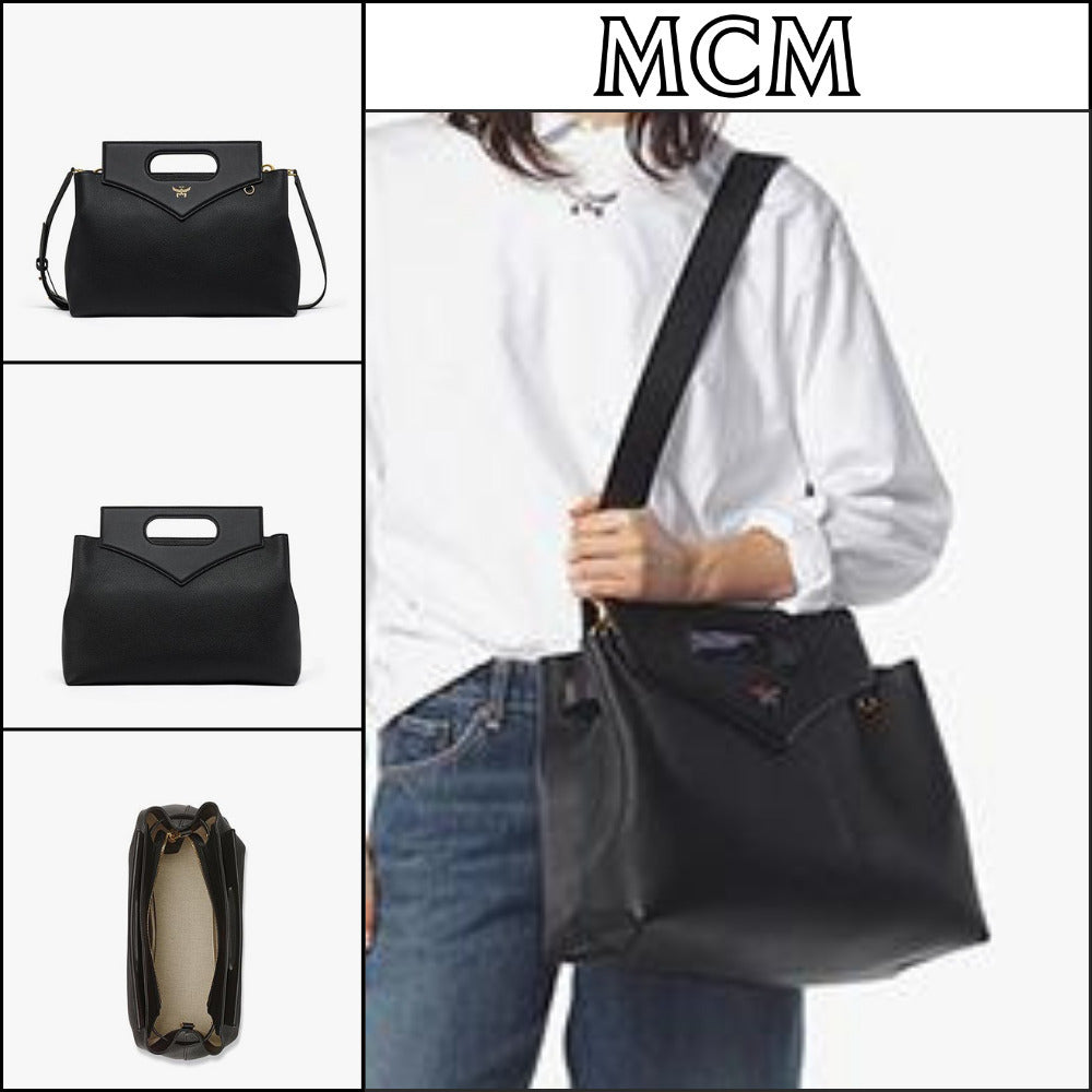 【MCM】Embossed leather soft diamond tote