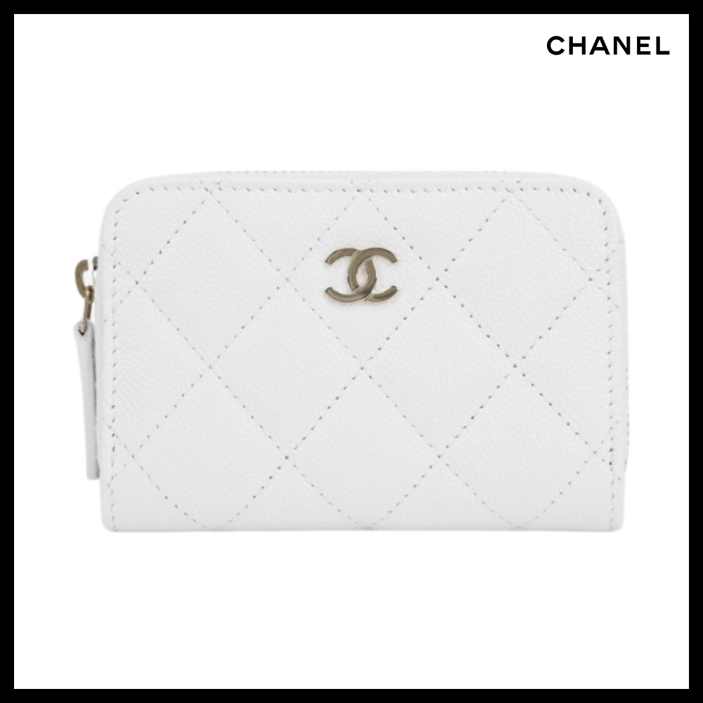 【CHANEL】Classic Zipped Coin Purse Grained Shiny Calfskin