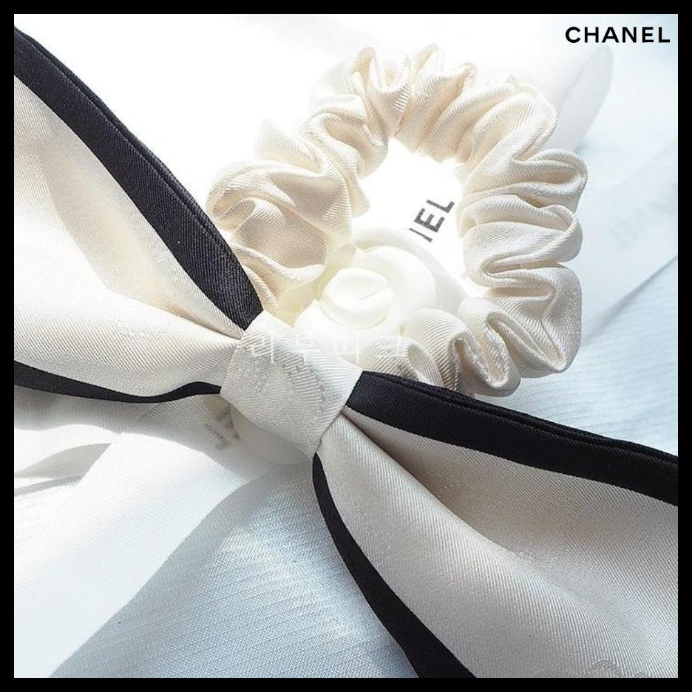 【CHANEL】Camellia Lettering Logo Twilly Scrunchie Hairband