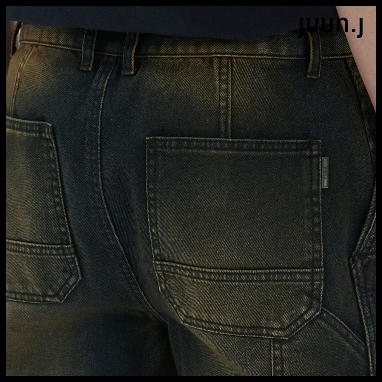 【JUUN.J】CORE Velvet Denim Zipper Detail Trucker Navy