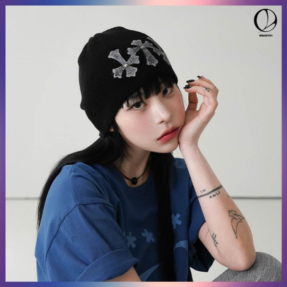 【BINARY01】SKUUNI PRINTED BEANIE 4COLORS