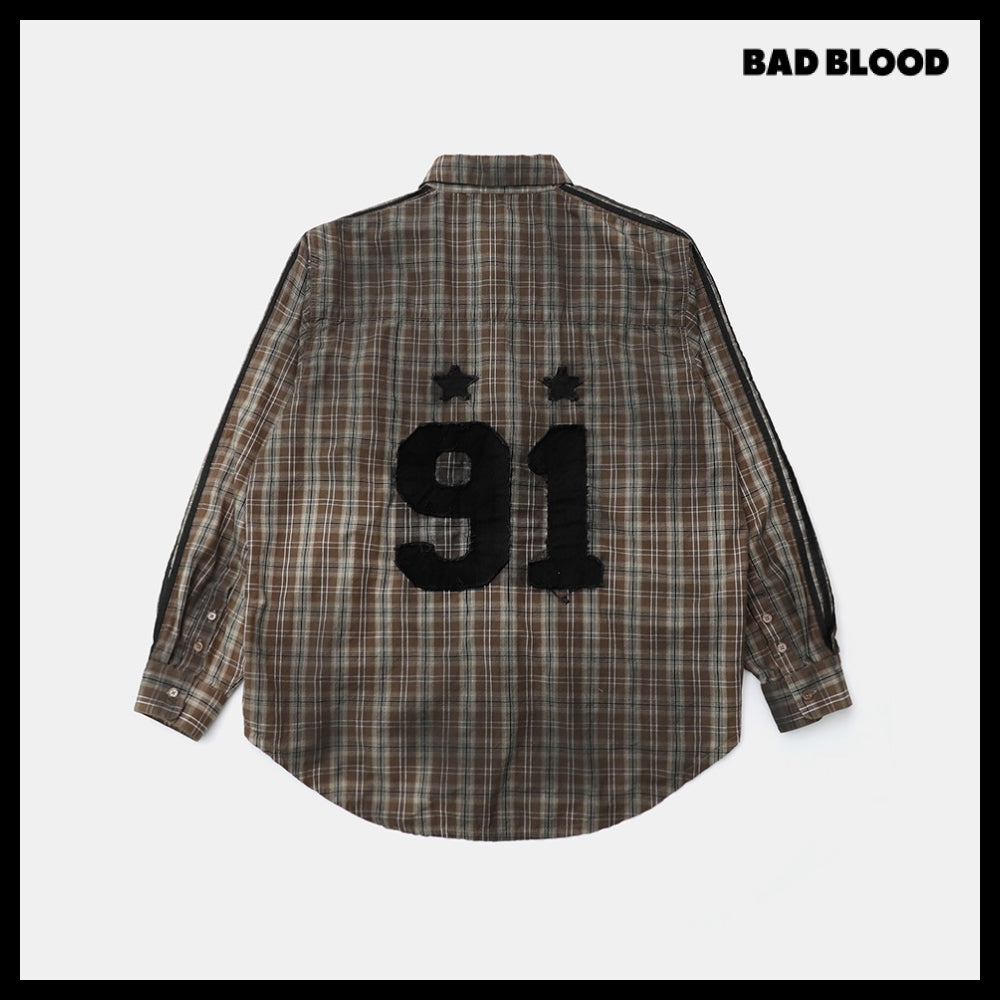 【BADBLOOD】Vintage Billy Check Shirt Large Fit 2colors