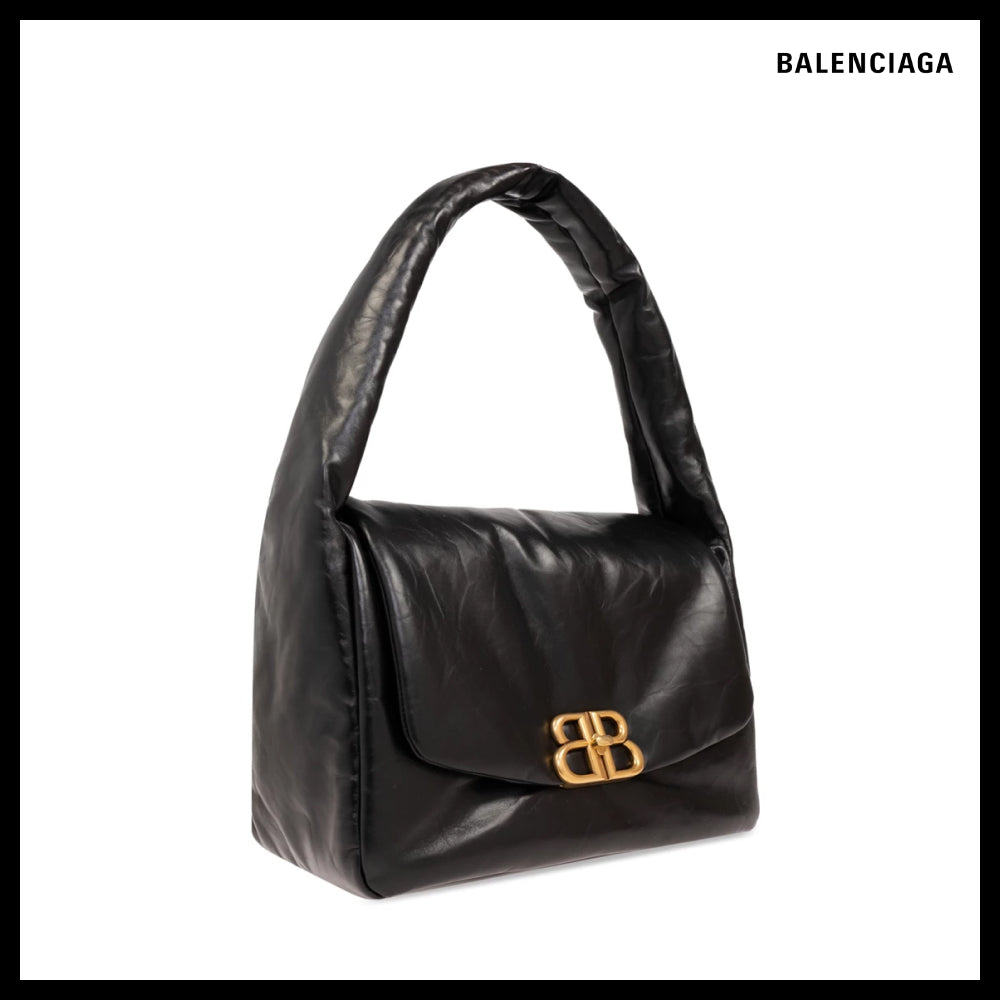 【BALENCIAGA】Monaco Black Leather Sling M Shoulder Bag